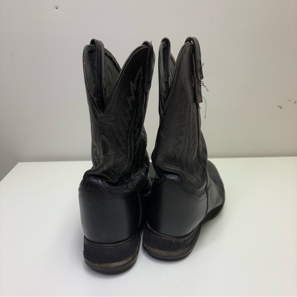 Old West Men’s 8 Cowboy Boots Black Leather Western Wear Rodeo Farm Dancing Shoe - Picture 4 of 9